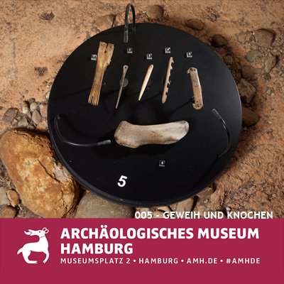 Knochen und Geweih in der Dauerausstellung des Archäologischen Museum Hamburg