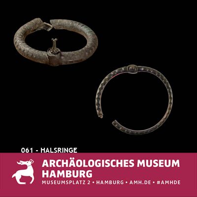 1 Kronenhalsring 2 Scheibenhalsring Alter: Um 200 - 250 v.Chr. (Vorrömische Eisenzeit) Fundort: 1 Geesthacht, Kr. Hzgtm. Lauenburg