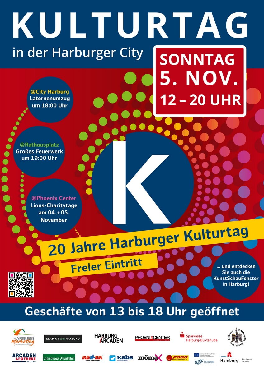 Plakat Harburger Kulturtag 5. November 2023, 12-20 Uhr, freier Eintritt