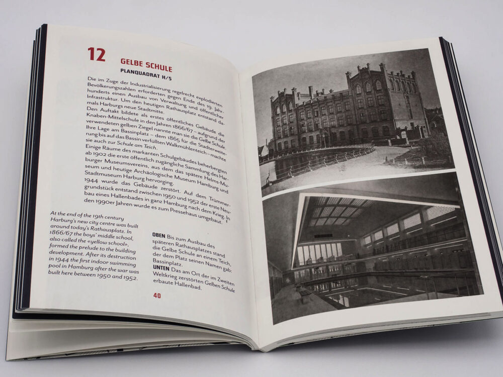 Einblick ins Buch Der Harburger Geschichtspfad, Vorstellung der Gelben Schule mit historischen Fotografien