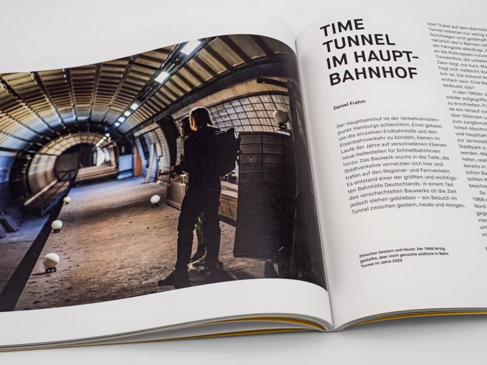 Buch light my fire. MENSCH MACHT FEUER herausgegeben von Michael Merkel, Einblick: Time Tunnel im Hauptbahnhof von Daniel Frahm