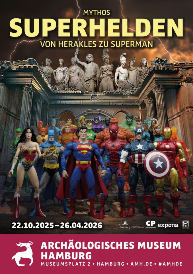 Plakat der Ausstellung Mythos Superhelden