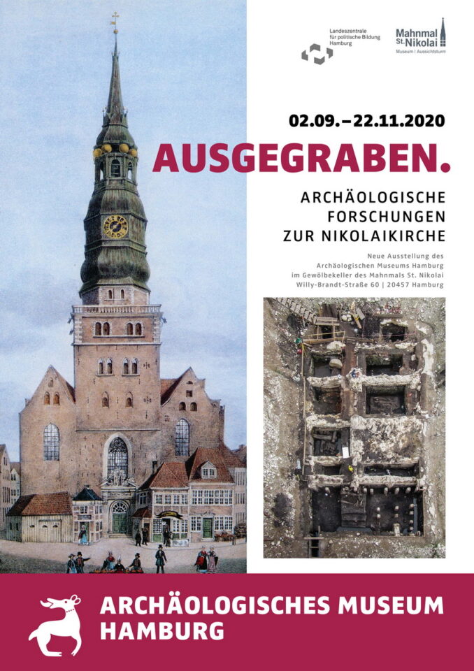 Plakat zur Ausstellung "Ausgegraben. Archäologische Forschungen zur Nikolaikirche" 02.09. - 22.11.2020