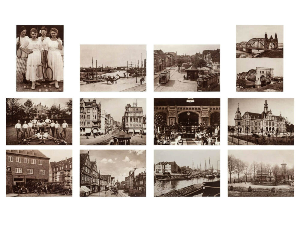 Postkarten-Set Harburg historisch mit Übersicht der 12 Motive